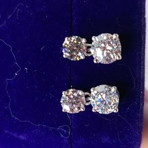 Moissanite Round Brillant Petite Dangle Earrings